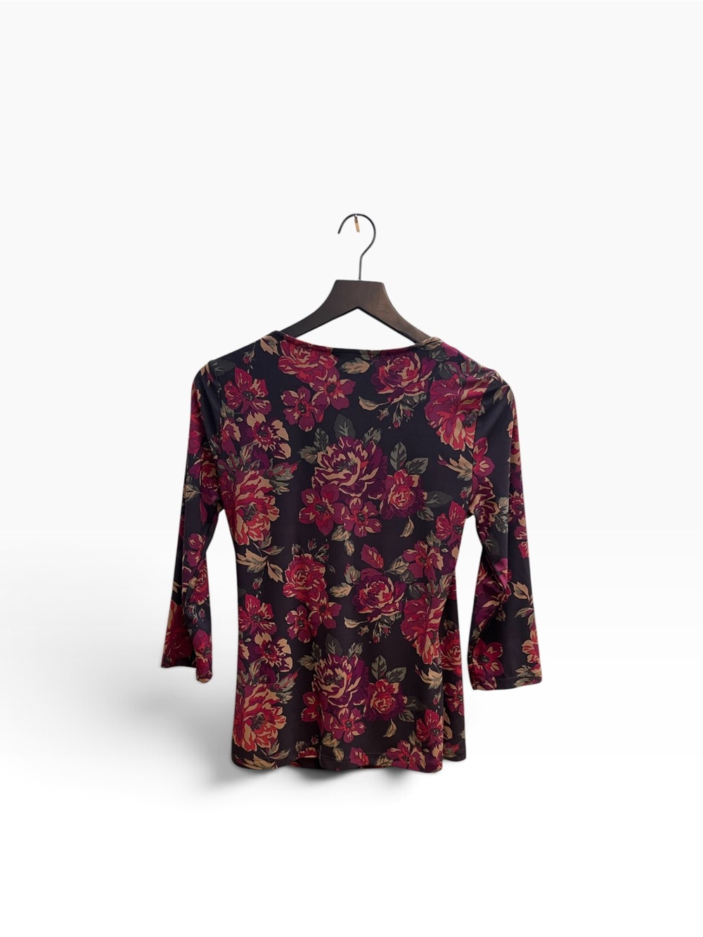 Chaps vintage Floral Surplice Top - Wine Floral size medium - Picture 2 of 10
